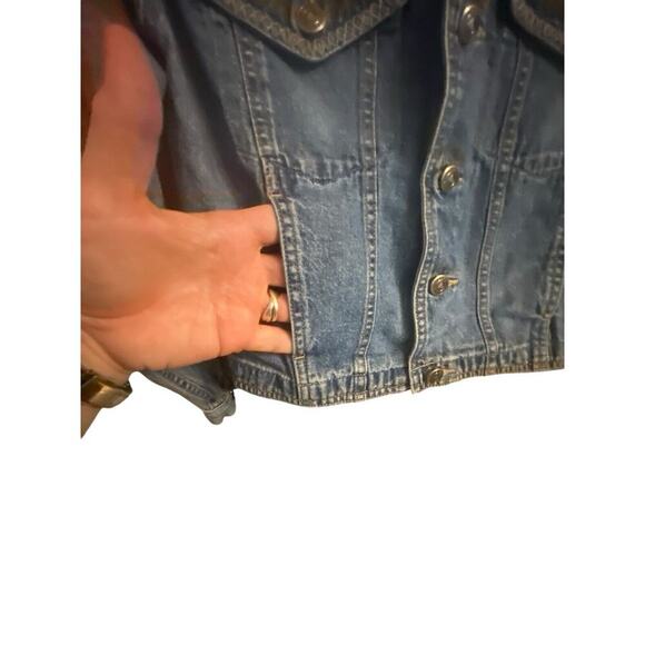 Liz Wear V Neck Denim Jacket Size Small Petite Long Sleeve Casual Vintage - Picture 6 of 16